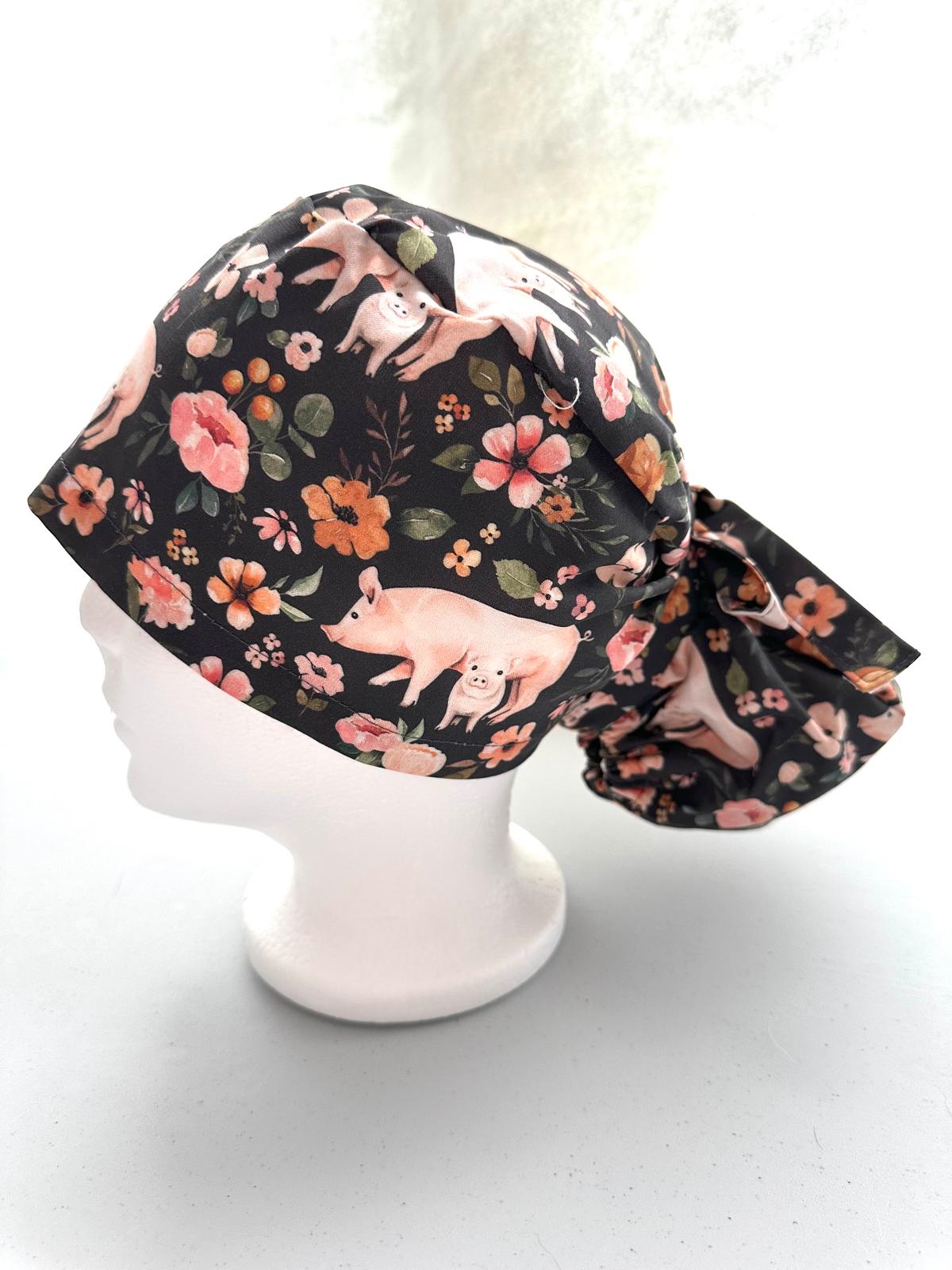 Floral Pigs - Charcoal Grey