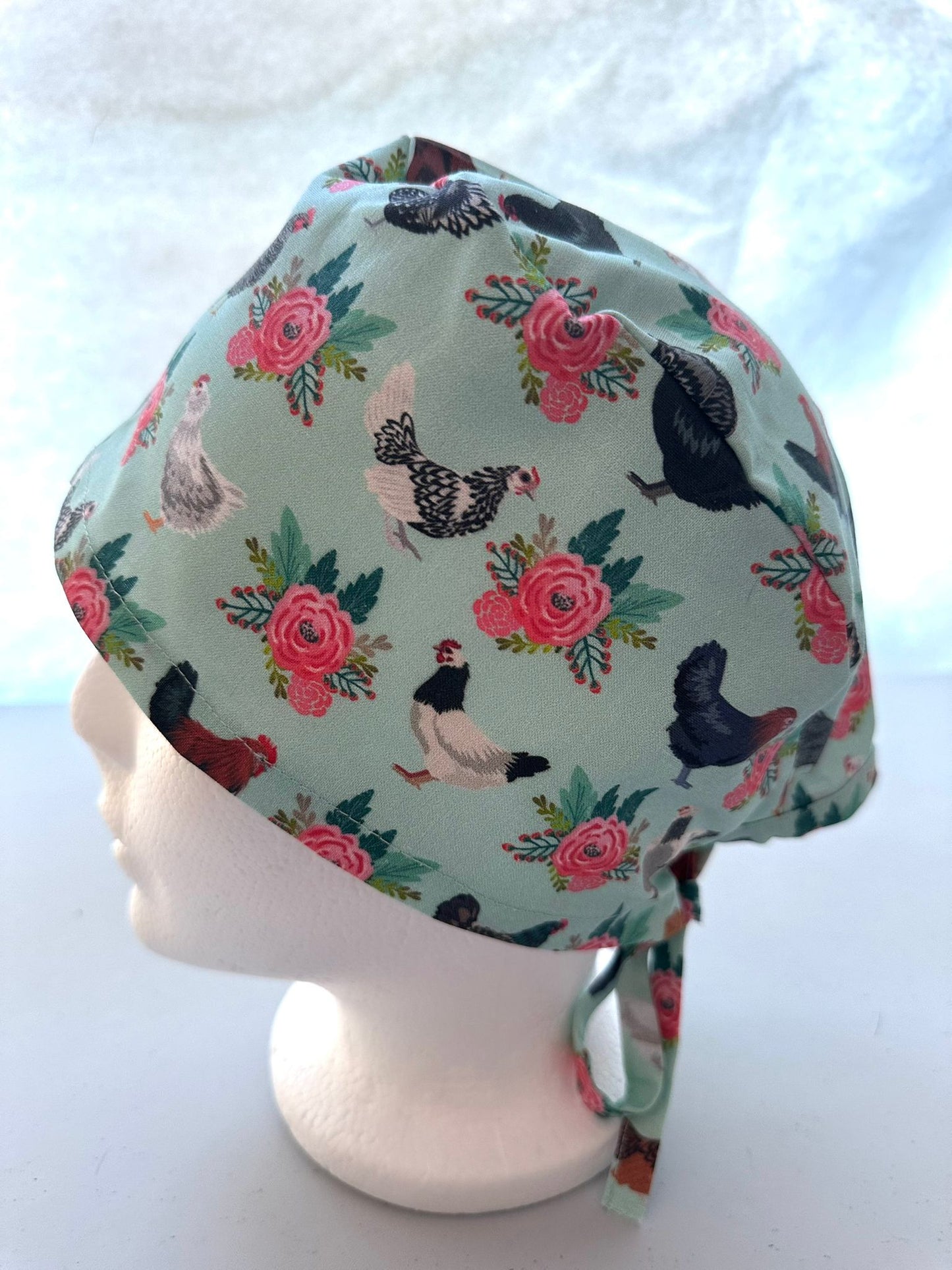 Floral Chickens - Light Blue
