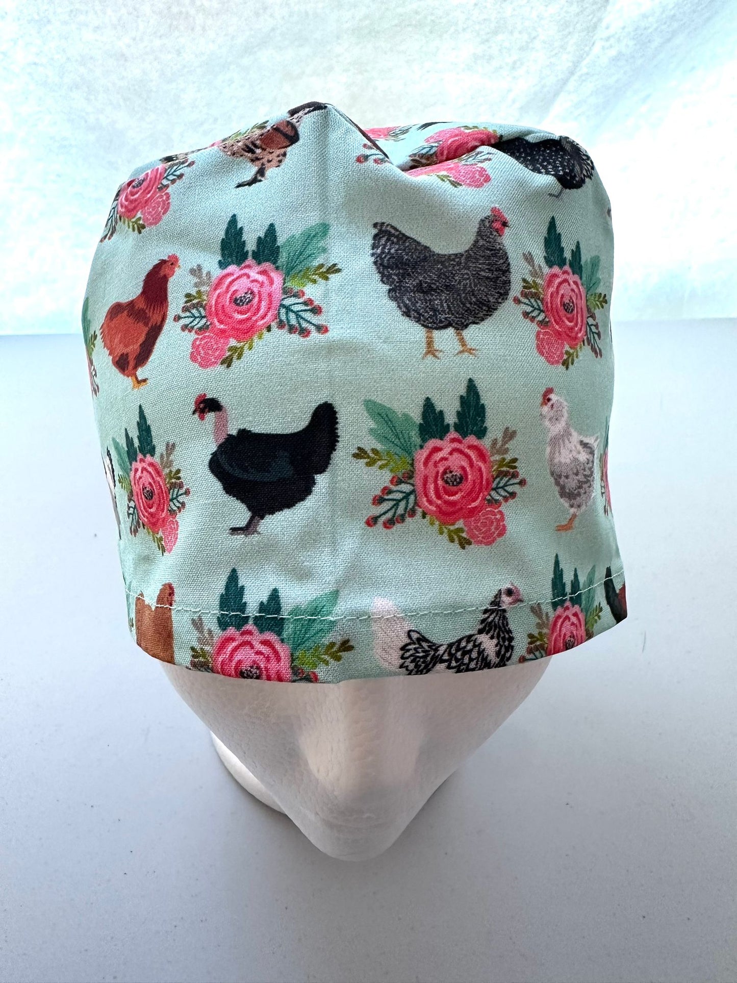 Floral Chickens - Light Blue