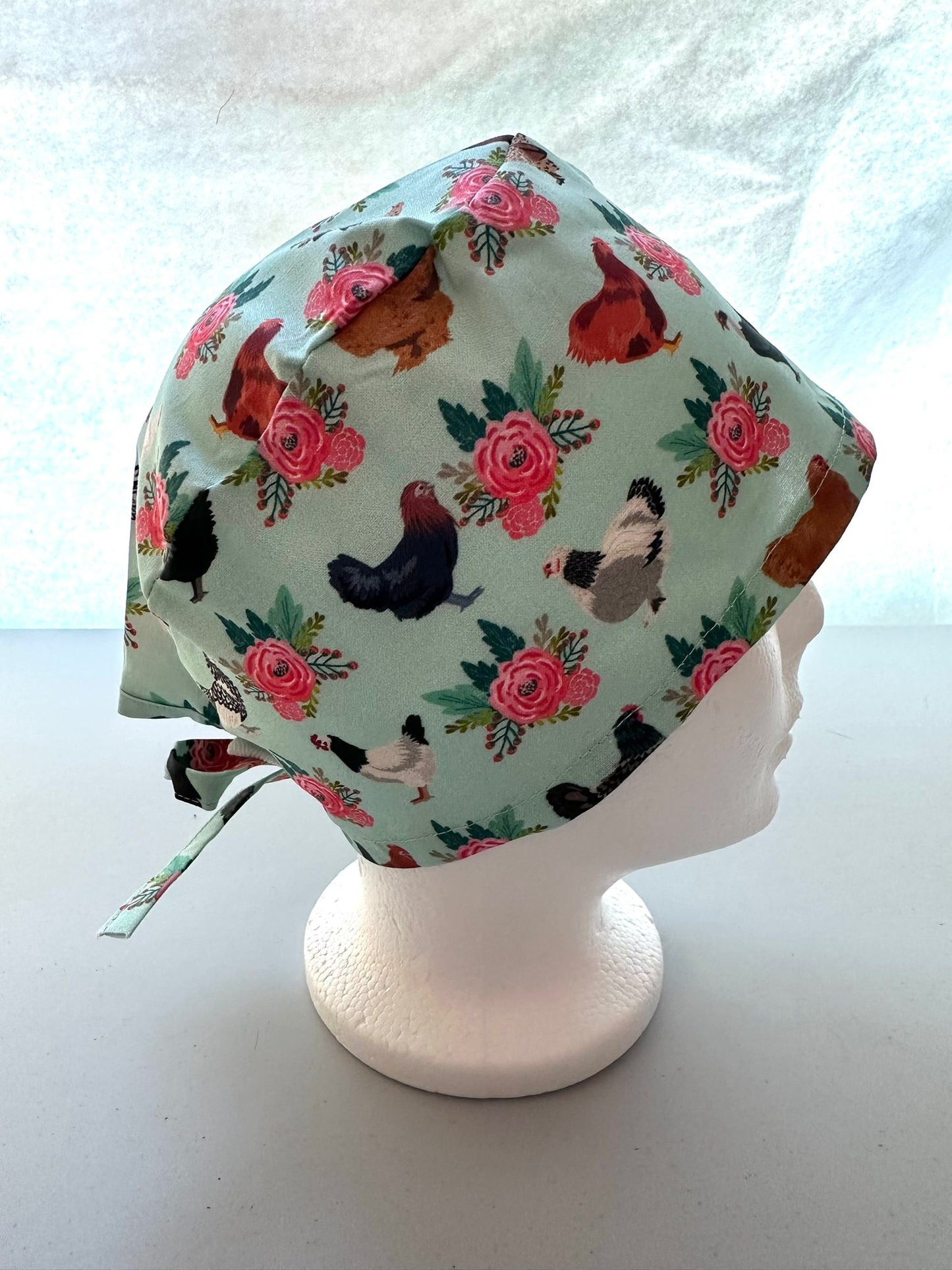 Floral Chickens - Light Blue