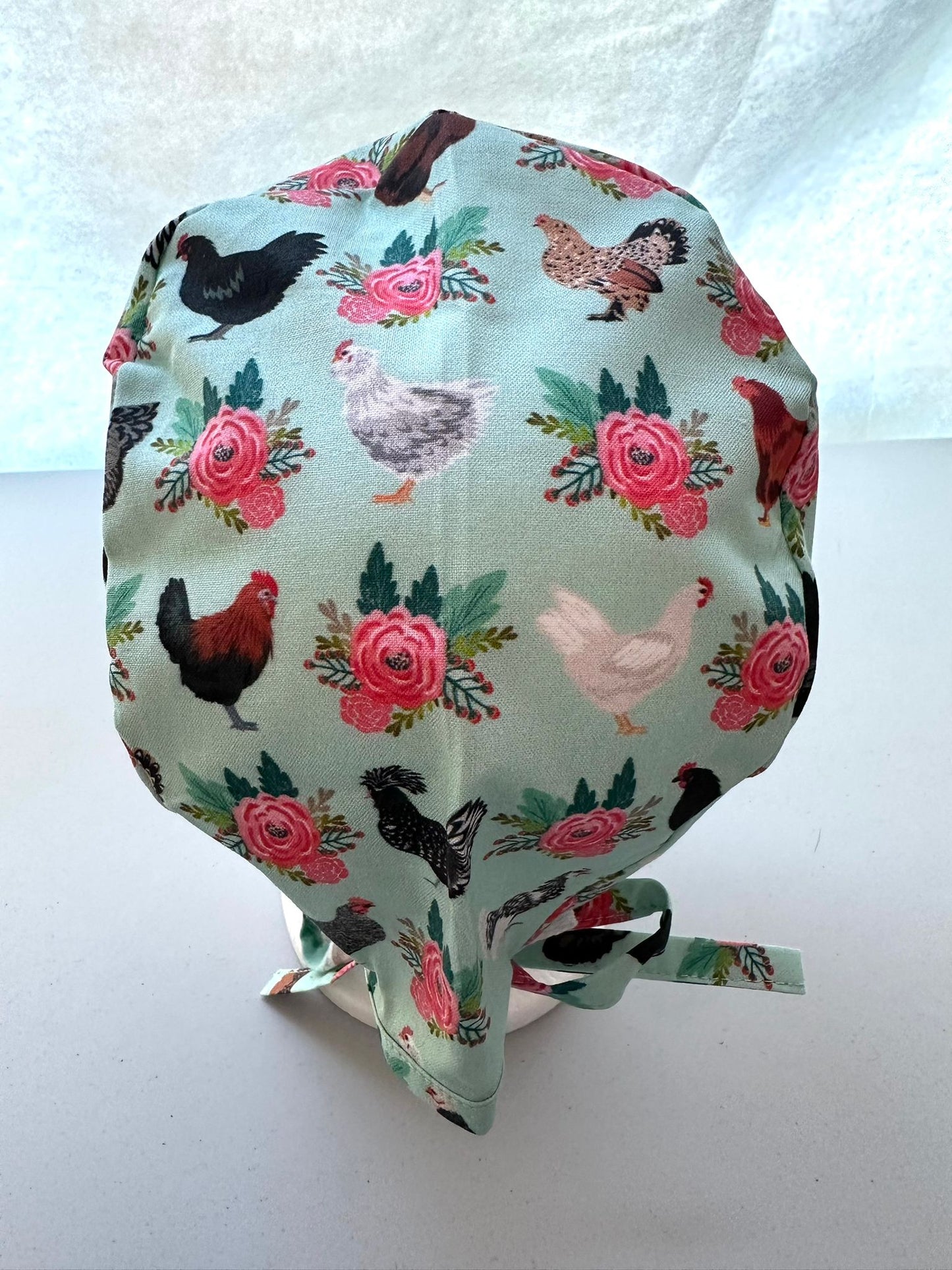 Floral Chickens - Light Blue