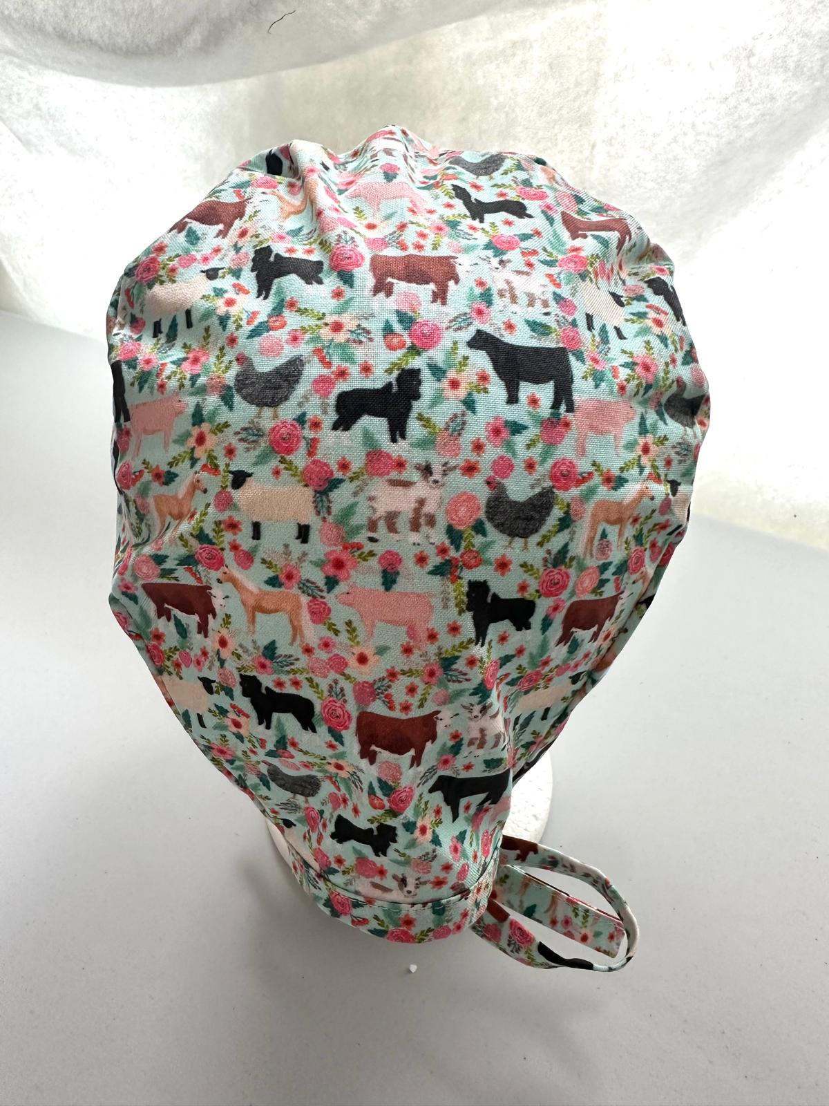 Floral Farm Animals - Blue