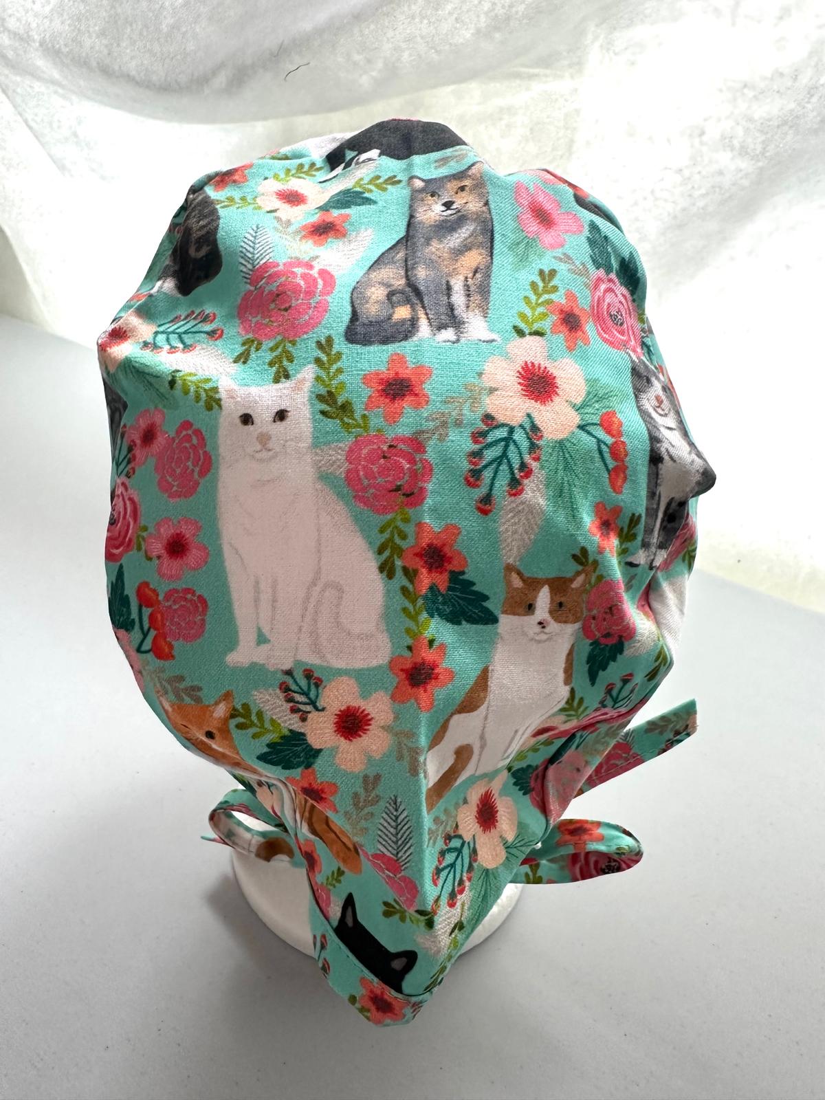 Floral Cats - Teal