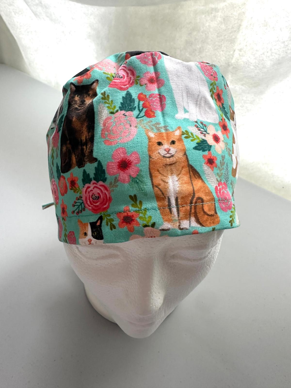 Floral Cats - Teal