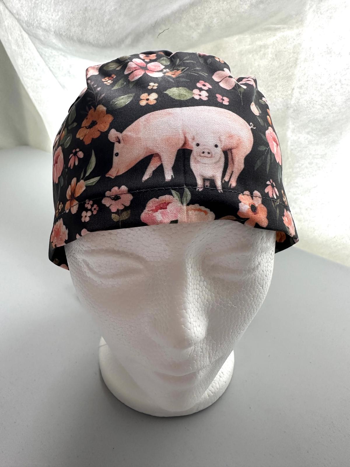 Floral Pigs - Charcoal Grey
