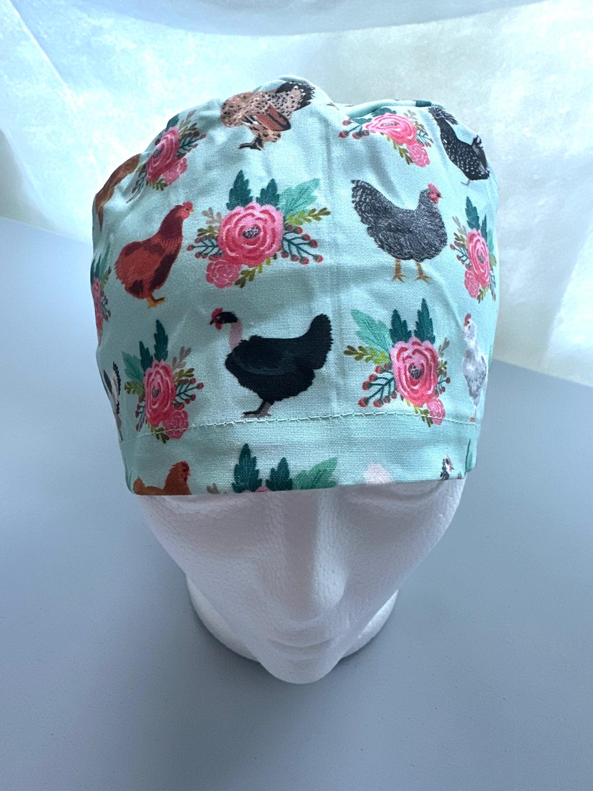 Floral Chickens - Light Blue
