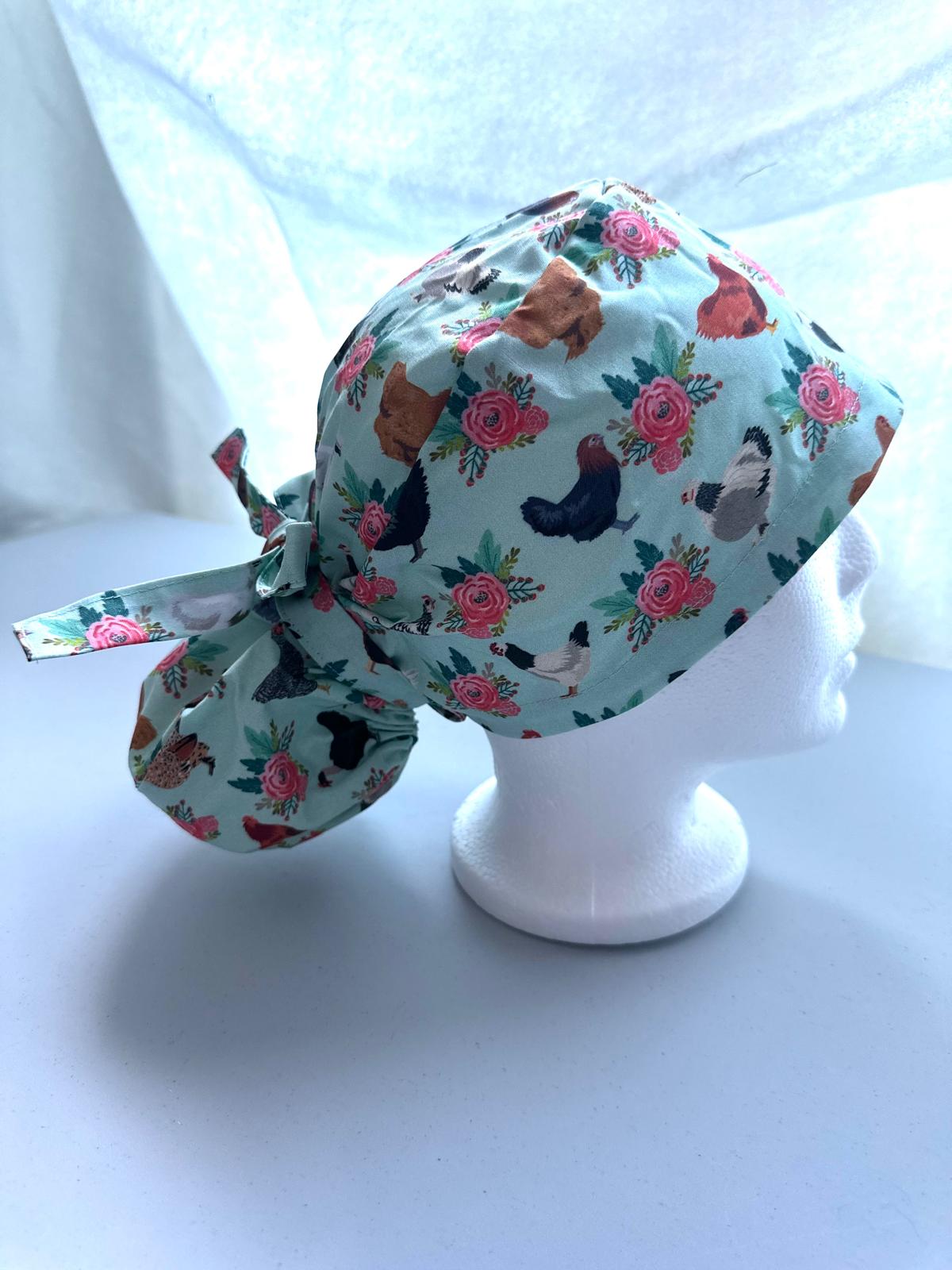 Floral Chickens - Light Blue