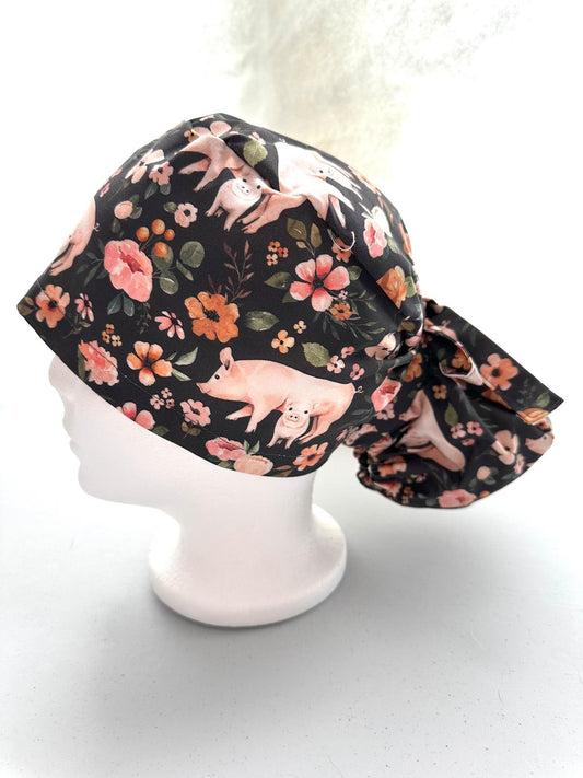 Floral Pigs - Charcoal Grey