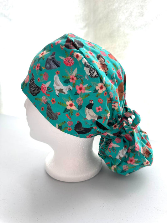 Floral Chickens - Teal