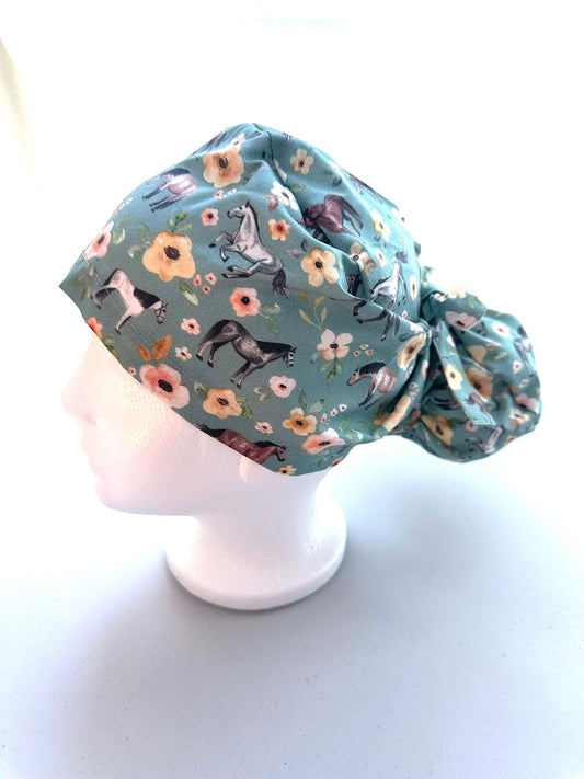 Floral Horses - Teal