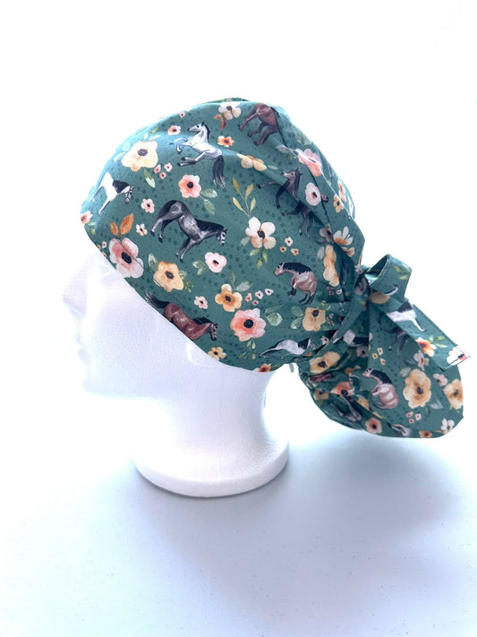 Floral Horses - Dark Teal