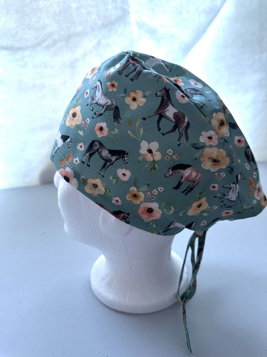 Floral Horses - Dark Teal