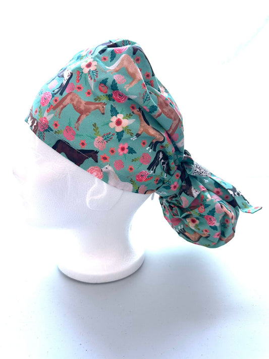 Floral Horses - Teal
