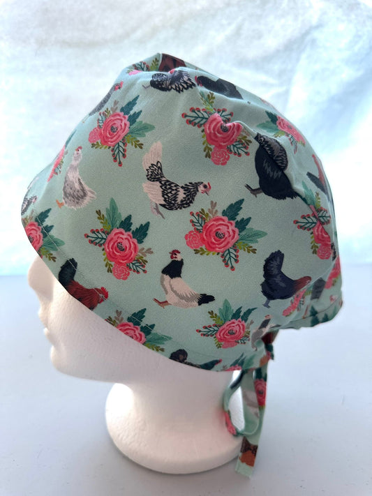 Floral Chickens - Light Blue