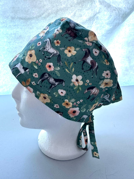Floral Horses - Dark Teal