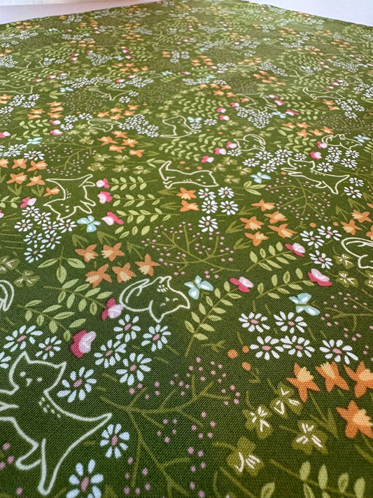 Floral Cats - Green