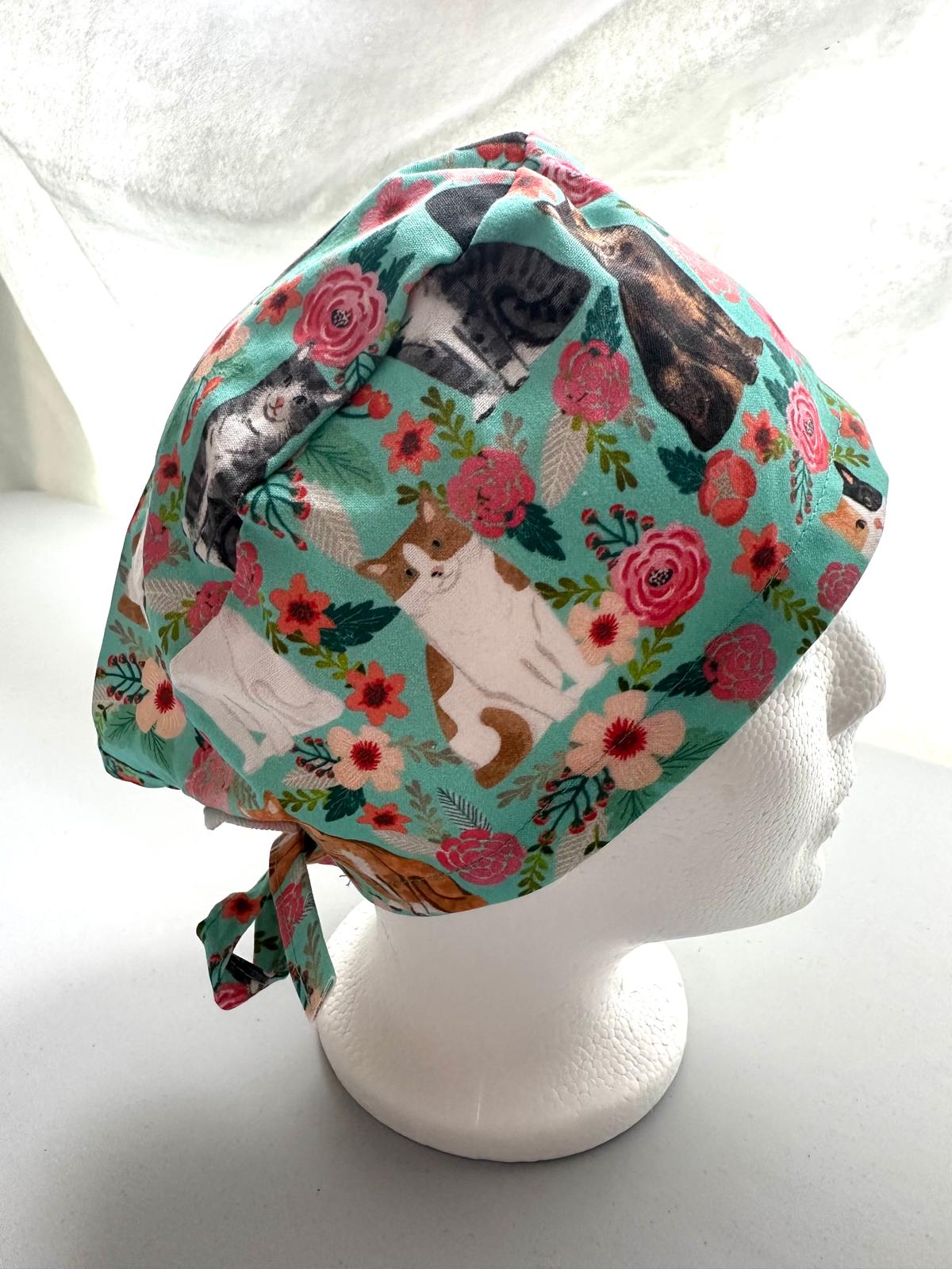 Floral Cats - Teal