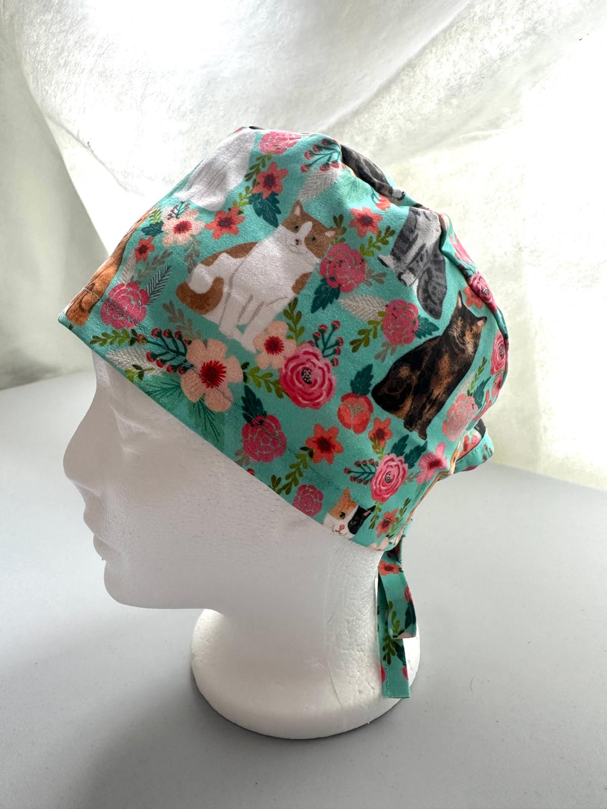 Floral Cats - Teal