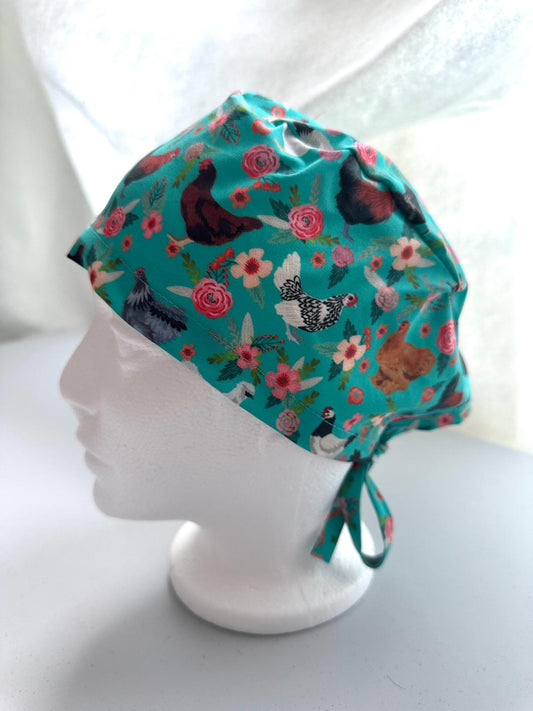 Floral Chickens - Teal